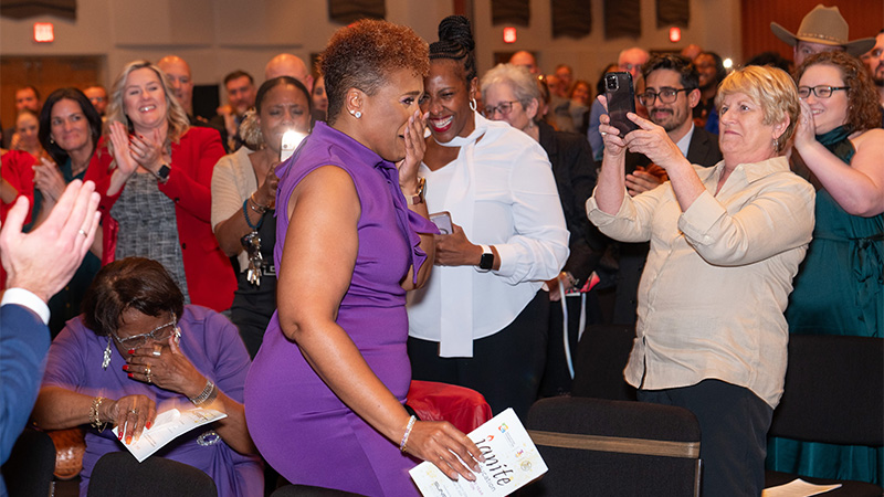 Photo of a woman getting recognition